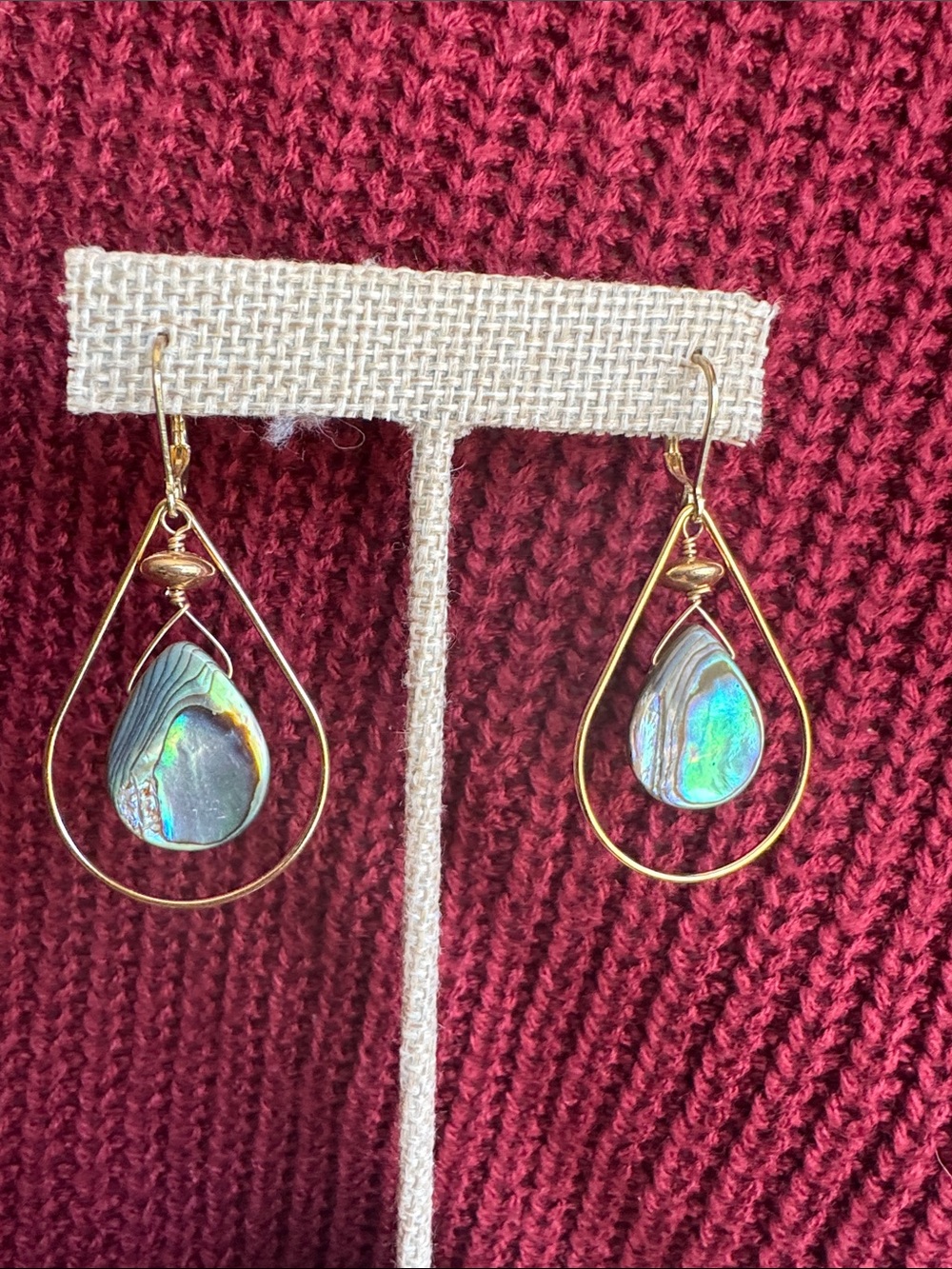 14 karat Gold Teardrop Abalone Shell Earrings - Women Jewelry
